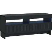 Syfax Meuble TV LED, noir, en panneaux de particules