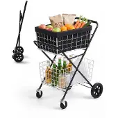 Vevor Chariot de Courses Pliable à 2 Niveaux