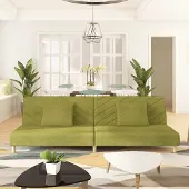 Prolenta Canapé convertible 2 places avec 2 coussins, tissu vert