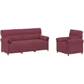 vidaXL Ensemble de canapés, 2 pièces, tissu bordeaux