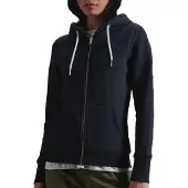 Superdry Femme Veste à Capuche Zippée Orange Label Bleu Marine Taille: 36