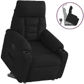 vidaXL Fauteuil relax avec releveur Noir Tissu microfibre