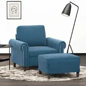 Prolenta Maison Exclusive - Fauteuil avec repose-pieds bleu, 60 cm, velours