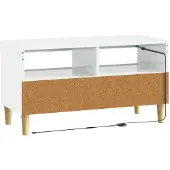 vidaXL Meuble TV LED, blanc brillant, en panneaux de particules