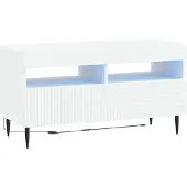 Syfax Meuble TV LED, blanc, en panneaux de particules