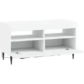 vidaXL Meuble TV LED blanc en panneaux de particules