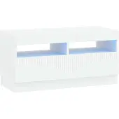 vidaXL Meuble TV LED blanc en panneaux de particules