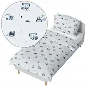 ANKRAS Linge de lit enfant 140x200 Excavatrice bleue