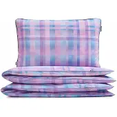 Mumla Parure de lit carreaux rose bleu coton 140x200