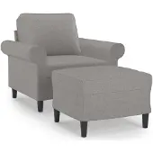 vidaXL Fauteuil avec pouf gris clair 60 cm Tissu