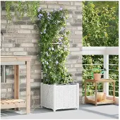 vidaXL Pots de jardin Blanc 40 x 40 x 142 cm Acier
