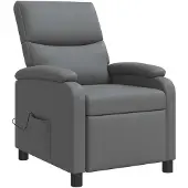 vidaXL Fauteuil de massage relax gris en similicuir