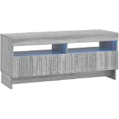 vidaXL Meuble TV LED Sonoma-gris, en panneaux de particules