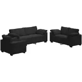 vidaXL Ensemble de canapés 3 pièces avec coussins Noir velours