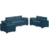 vidaXL Ensemble de canapés 3 pièces avec coussins bleu velours