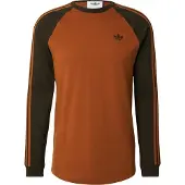 Adidas Originals T-Shirt '3-Stripes Long Sleeve' brun foncé / mandarine