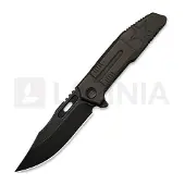 We Knife Couteau pliant Barracks, Bronze Titanium, Black Stonewash