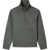 Armani Exchange pour homme. XM002062AF10818U8097 Sweat à demi-zip vert grisâtre (L), Casuel, Coton, Manche longue