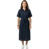 Gant 4503495 Linen Short Sleeve Long Dress Noir 36 Femme
