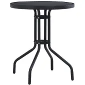 vidaXL Table de jardin noire 80 cm acier et verre