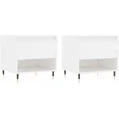 vidaXL Tables basses 2 pcs blanc brillant 50x46x50cm bois d'ingénierie