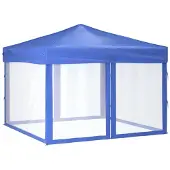 vidaXL Tente de réception pliable avec parois latérales bleu 3x3 m