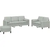 vidaXL Ensemble de canapés 3 pcs avec coussins gris clair velours