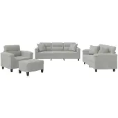 vidaXL Ensemble de canapés 4 pièces avec coussins gris clair tissu microfibre