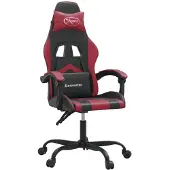 vidaXL Chaise de jeu pivotante noir et bordeaux similicuir