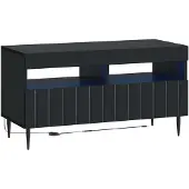 vidaXL Meuble TV LED noir en panneaux de particules