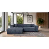 Sofiland Como Canapé d'Angle Tissu Structuré 270x192cm Réversible bleu marine