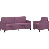 vidaXL Ensemble de canapés avec rangement, 2 pièces, en polyester violet