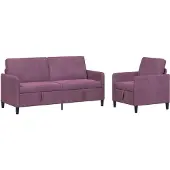 vidaXL Ensemble de canapés avec rangement, 2 pièces, en polyester violet