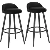 BellaFurn Tabouret de bar 2er-Set avec dossier et repose-pieds | Noir