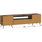 vidaXL Meuble TV LED en bois imitation chêne fumé