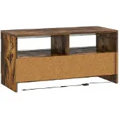 vidaXL Meuble TV LED en bois imitation chêne fumé