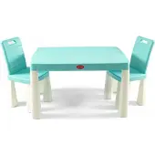 Doloni Table en plastique avec poignées bleu-blanc