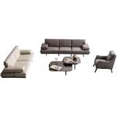 AEA Grau-Beige Sofagarnitur Hochwertiger 4-Sitzer Polstersessel Tisch