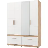 Dmora Sayul - Grande Garde-robe, 155x208h cm Blanc Mat, 2 Tiroirs