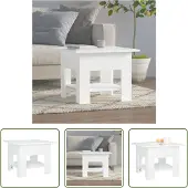 The Living Store Table basse blanche 55x55x42 cm bois composite