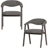 Woood Avar : Ensemble de 2 chaises de salle à manger avec accoudoirs, en bois, de couleur grise