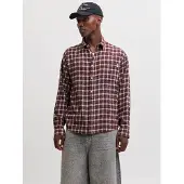 Jack & Jones Chemise 'JORFREDERIKSBERG' brun foncé / rouge carmin / blanc
