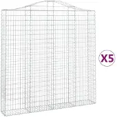 vidaXL Gabions avec arc surélevé 5 pcs. 200x30x200/220cm Fer galvanisé