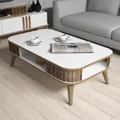 Dmora Table Basse Médicine - 105x60x35h cm Blanc, avec Pieds