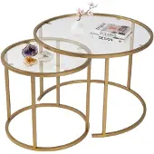 Dmora Simaxis - Table Basse, 60x60x43h cm or, Modulable