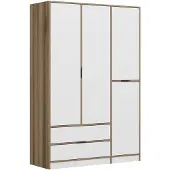 Dmora Serle - Grande Armoire, 140x208h cm Blanc, 2 Tiroirs