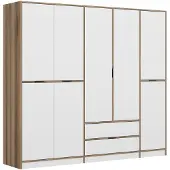 Dmora Sarcedo - Grande Armoire, 232x208h cm Blanc, 2 Tiroirs