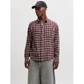 Jack & Jones Chemise 'JORFREDERIKSBERG' brun foncé / rouge carmin / blanc