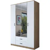 Dmora Verdello - Grande Armoire, 210x210h cm Blanc, 2 Tiroirs