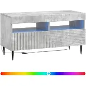vidaXL Meuble TV LED gris béton, fabriqué en panneaux de particules